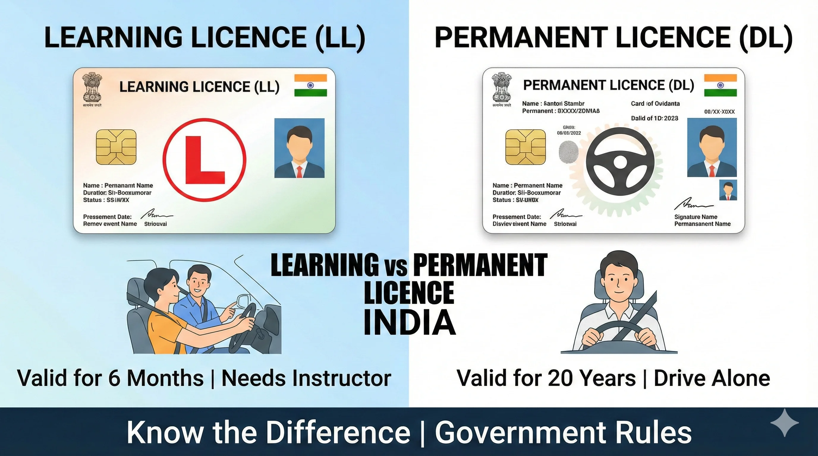 Learning Licence vs Permanent Licence - Complete Difference Explained for India