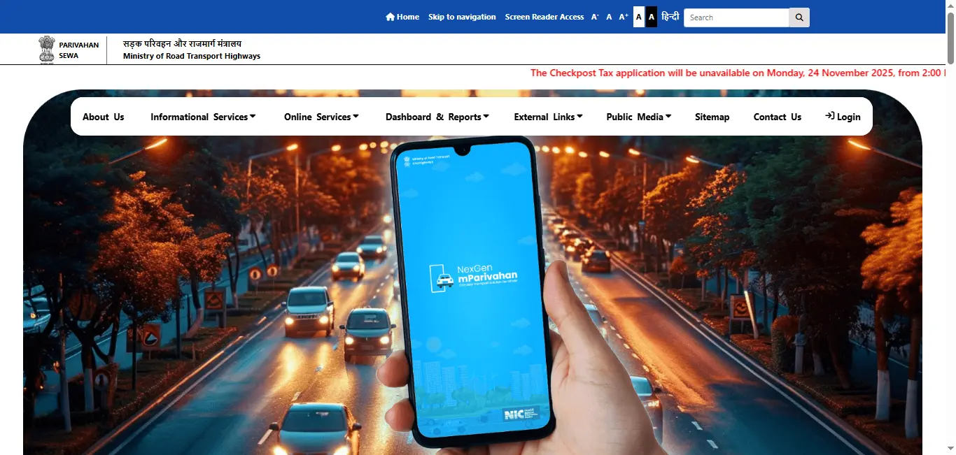 Parivahan Sewa Portal - Official Government Website for Driving Licence Services